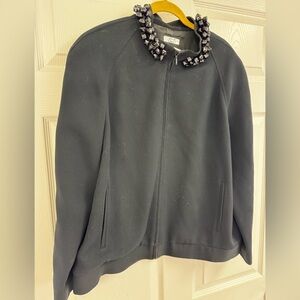 Elegant Black Blazer with Embellished Collar